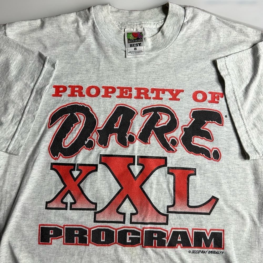 Vintage 90s Dare Program T Shirt Large School Anti-Drugs Gray Straight Edge sXe